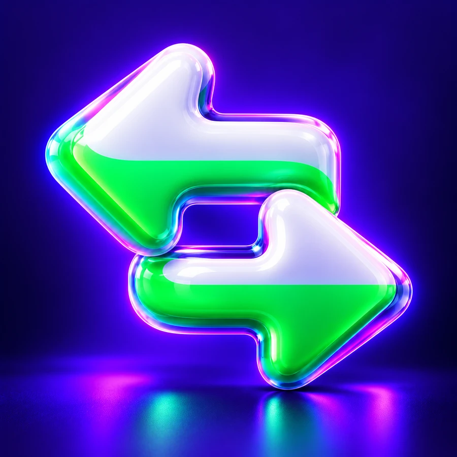 PRUST logo — two glossy green and white arrows